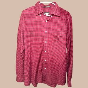 Eddie Bauer men’s red long sleeve plaid button down shirt size L